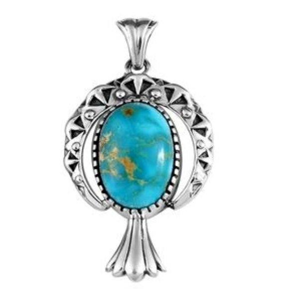 South Hill Turquoise Pendant in Sterling Silver on 18" Sterling Silver Chain NWT - Picture 3 of 8